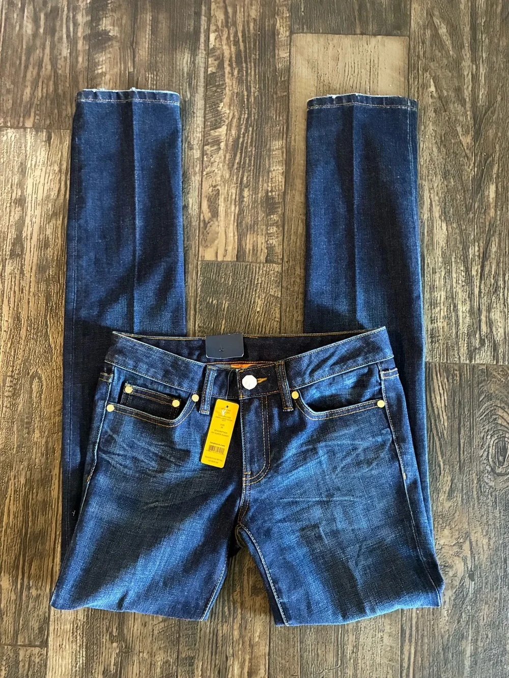 Tory Burch Dark Blue Skinny Jeans with Gold Hardware